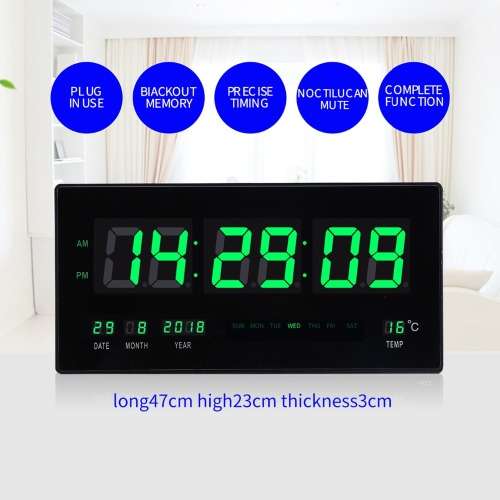 LED digital calendar 6-digit wall clock with temperature display