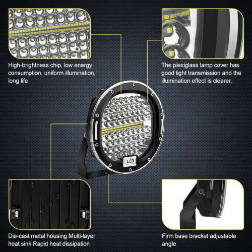 7 Inch 384W Round LED Work Light Spot Beam Black Offroad Driving Light For Jeep ATV 4x4 Truck