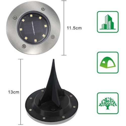 8 LED Solar Garden Ground Light