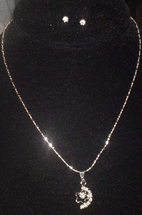 Silver Necklace and Pendant with Earrings