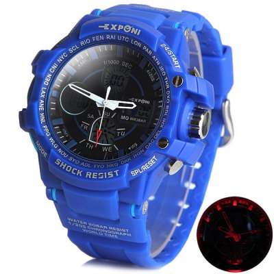 Exponi 3205 Military Army Watch, LED Wristwatch Chronograph Alarm 30m Water Resistant