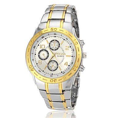 Men's Round Dial Steel Band Quartz Wrist Watch