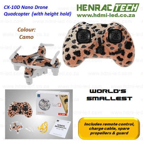 CX-10D (Smart Q) Nano Drone, Quadcopter with Height Hold, Camo and rainbow
