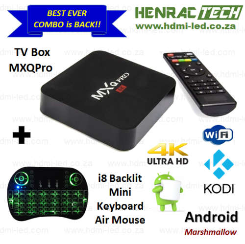 TV Box Combo: MXQPro 4K, Android 6, Kodi17.1 & i8 Keyboard Air Mouse