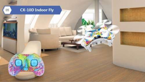 CX-10D (Smart Q) Nano Drone, Quadcopter with Height Hold, Camo and rainbow