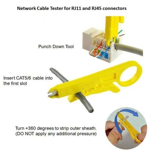 Network CAT Cable DIY Kit, Ratchet Crimper, LAN Tester, Prep-Tool, RJ45+ Boot