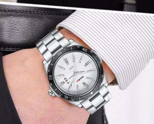 Men`s Watch Stainless Steel Silver, Nary with Quartz Movement, Waterproof, Every Day Use