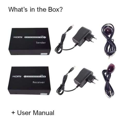 HDMI Extender Balun (pair), Full HD, 45M, Single CAT, Full Remote Control support