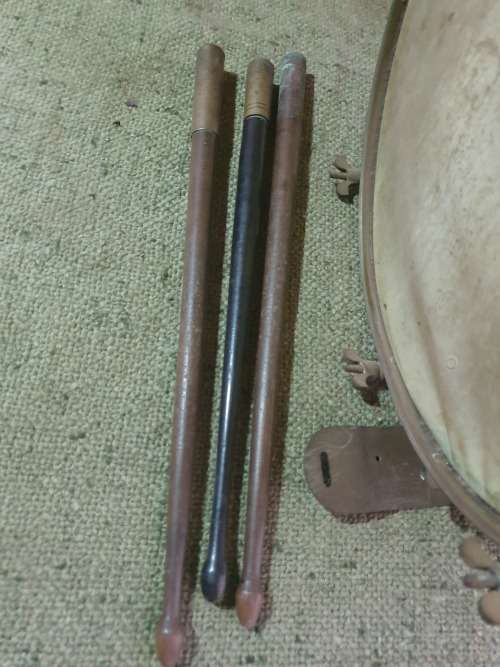 Rare mid-19th century French Army drum with drumsticks