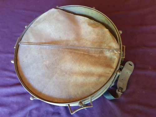 Rare mid-19th century French Army drum with drumsticks