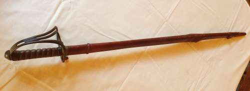 British 1845 Pattern Sword Wilkinson type blade with leather scabbard