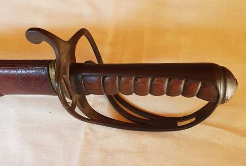 British 1845 Pattern Sword Wilkinson type blade with leather scabbard