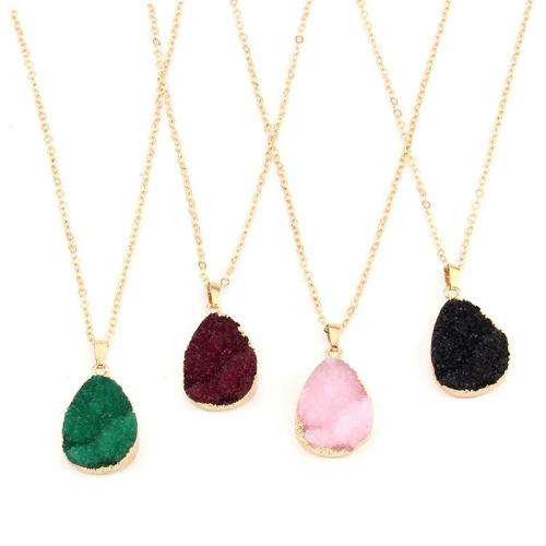 Stunning rose, onyx or Ruby resin pendant cluster in gold with chain