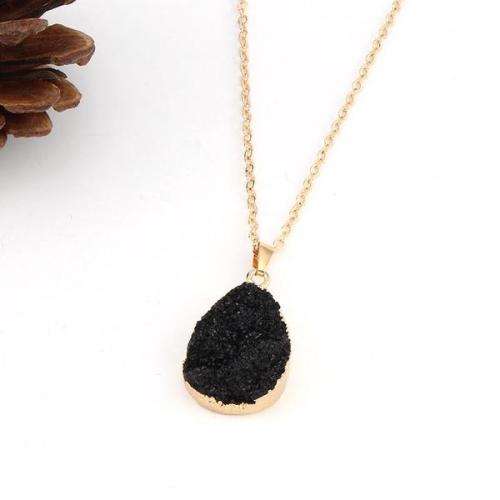 Stunning rose, onyx or Ruby resin pendant cluster in gold with chain