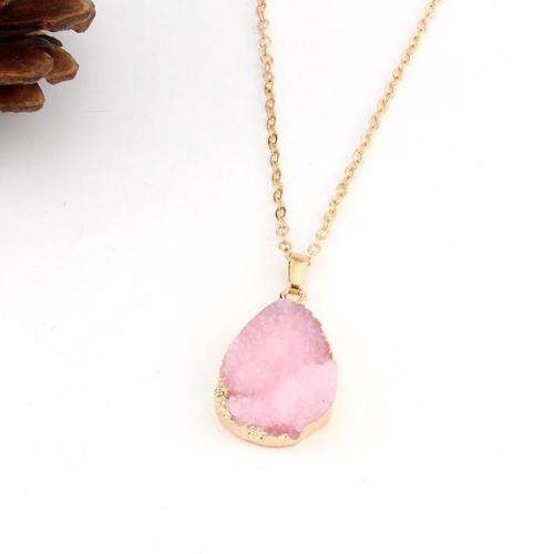 Stunning rose, onyx or Ruby resin pendant cluster in gold with chain