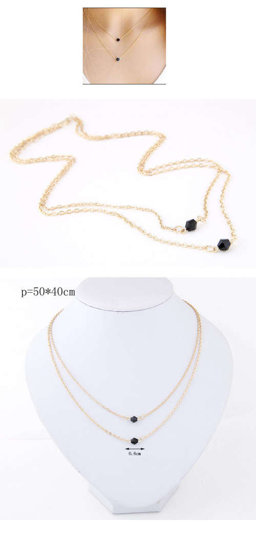 Multi layer chain with black crystal beads