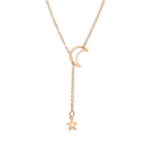 Gorgeous moon and star floating necklace