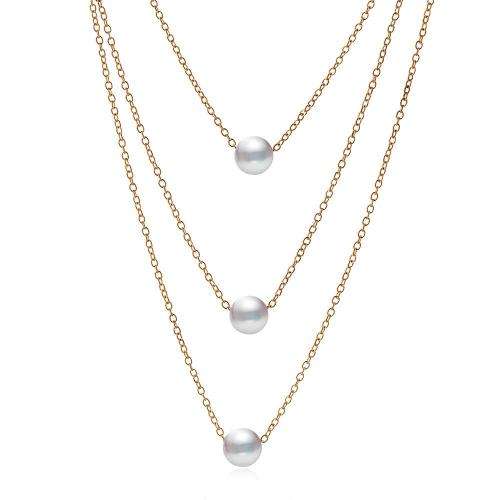 Multi chain necklace with faux pearls