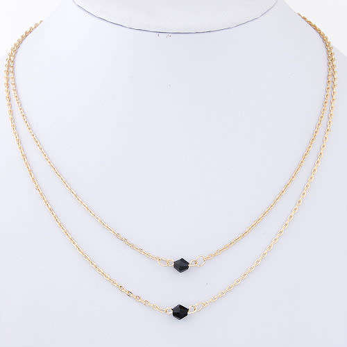Multi layer chain with black crystal beads