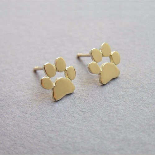 Paw stud earrings in Yellow gold plated