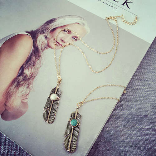 Feather pendant with turquoise or opal gp