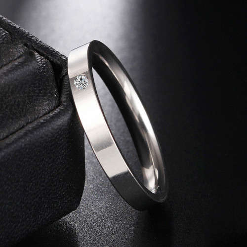 Stainless steel ring with AAA sim diamond