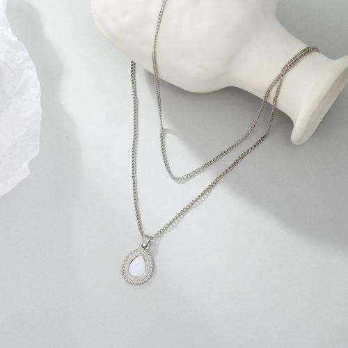 Multilayer opal necklace in tibetan silver