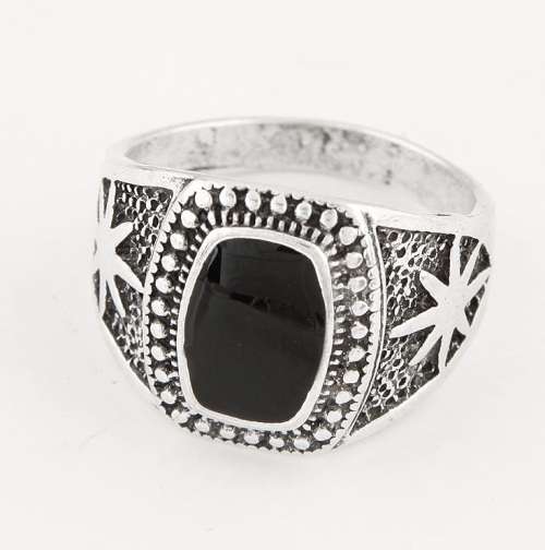 Signet ring with black stone