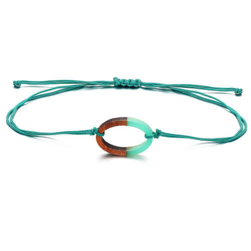 Oval resin and wood pendant