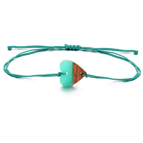 Heart resin and wood pendant