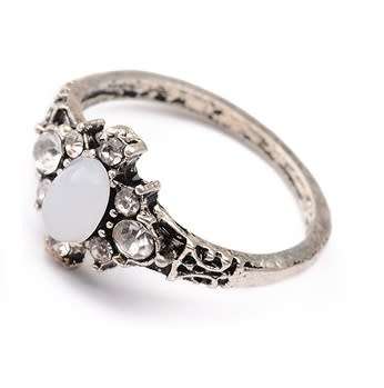 Gorgeous Opal and CZ tibetan silver ring