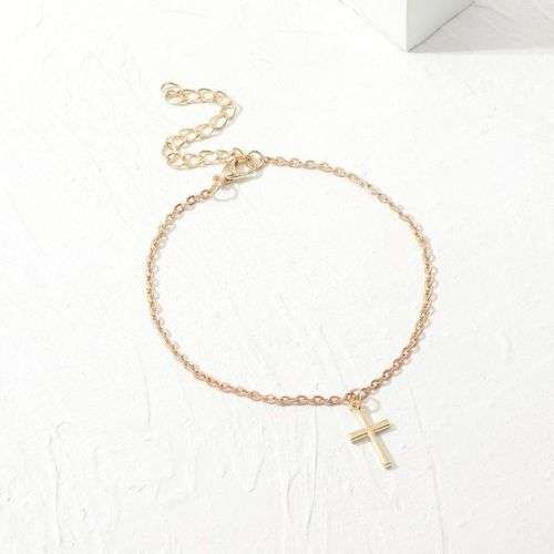 Cross and chain GP ankle bracelet