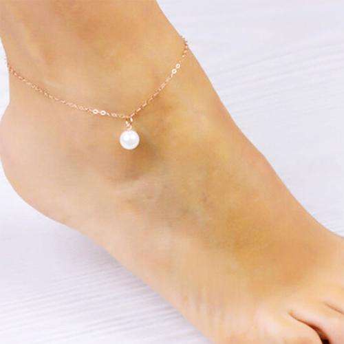 Stunning 9ct gold plated ankle bracelet with pearl charm