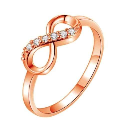 Stunning Rose gold plated Infinity ring with sim stones