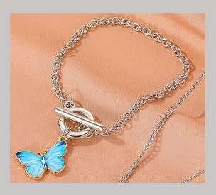 Gorgeous Silver plated Lake blue butterfly bracelet
