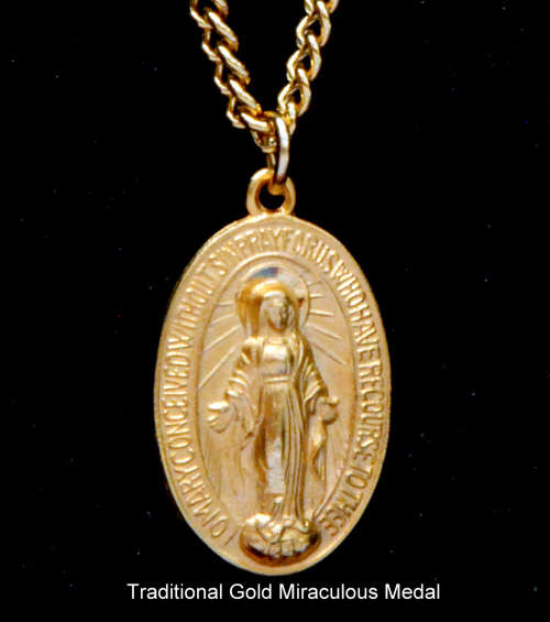 Stunning 14ct Gold plated Miraculous Medal pendant.
