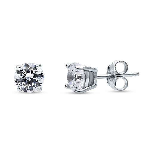 LATE ENTRY!!! Gorgeous 9ct white gold plated AAA sim diamond solitaire earrings