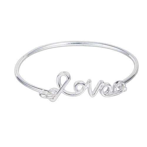 Stunning LOVE bangle in silver plated