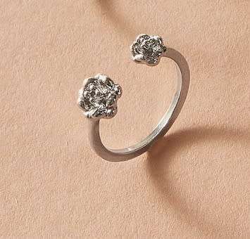 Gorgeous Tibetan silver rose ring with AAA cz