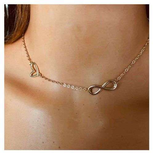 Gorgeous 9ct gold plated Infinity and heart necklace