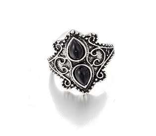 Gorgeous 925 silver plated created onyx boho ring