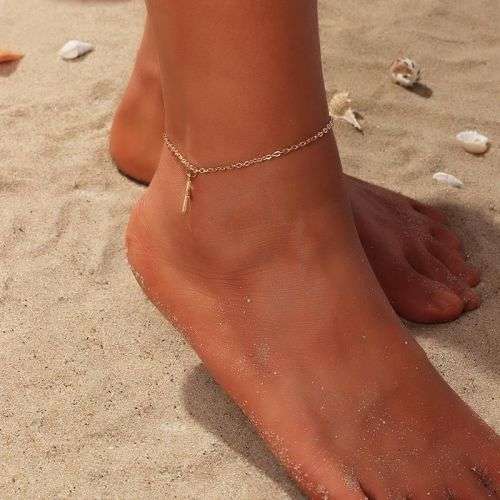 Stunning 9ct gold plated cross ankle chain