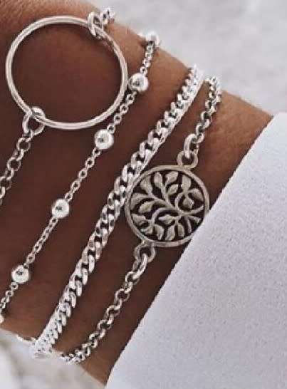 Gorgeous tree of life silver plated bracelet SET!