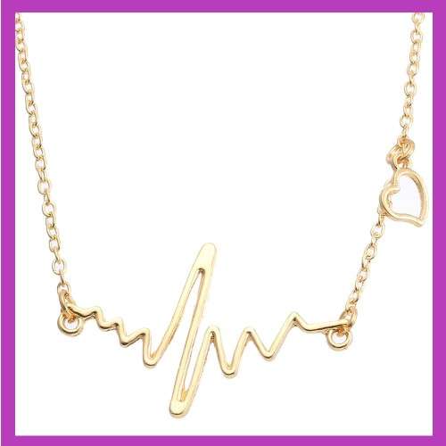 Heartbeat and heart charm necklace