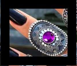 Amethyst tone gem rings in Tibetan silver