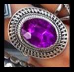 Amethyst tone gem rings in Tibetan silver