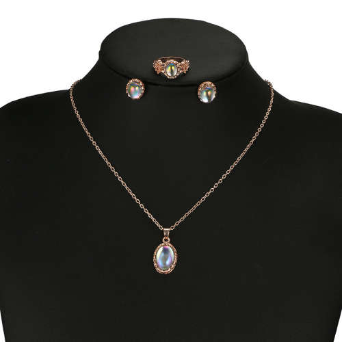 Gorgeous sim moonstone pendant and chain, ring and Earrings set
