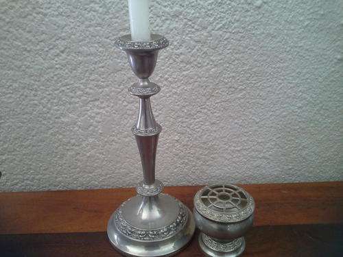 LATE ENTRY - Silver plated candle and flower holder