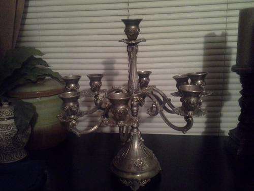 Tall French silver 9 candle holder