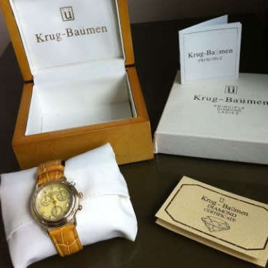 Krug Baumen Men's Rose Gold Champagne Diamond Chronograph Watch